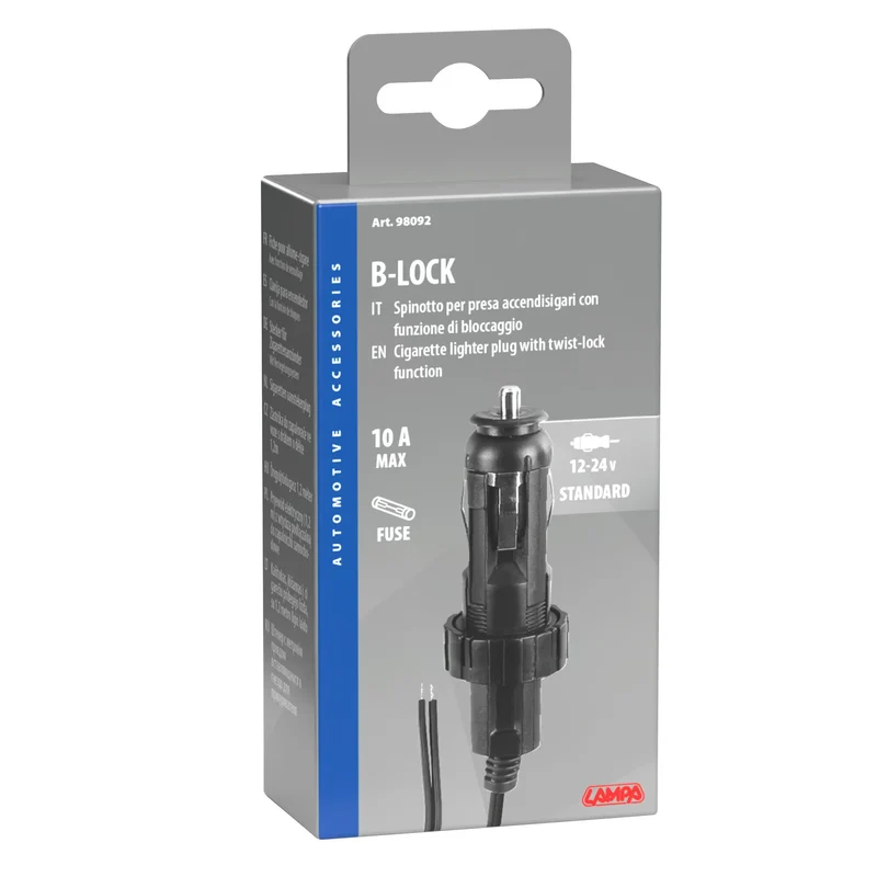B-Lock, Spinotto per presa accendisigari con funzione di bloccaggio - 12/24V