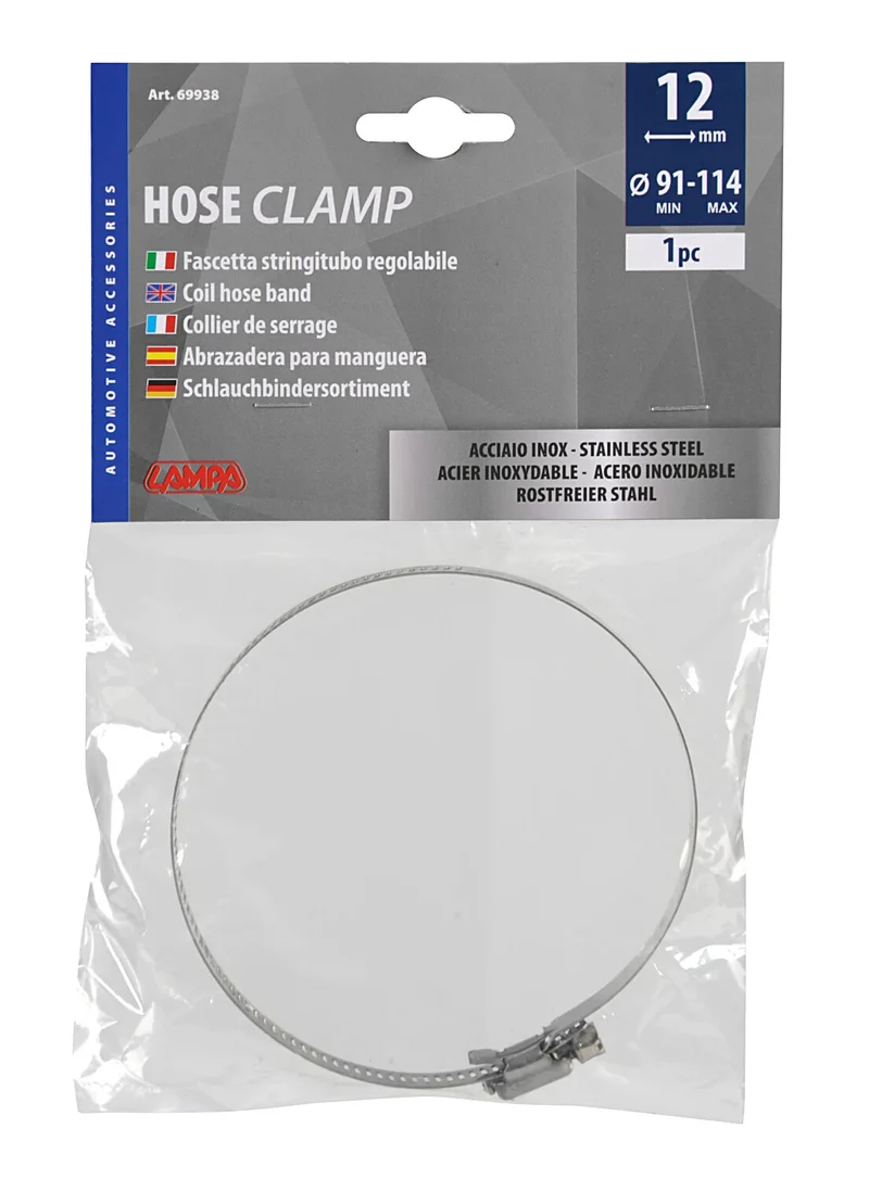 Fascetta stringitubo in acciaio inox - ? 12 mm - Ø 91-114 mm