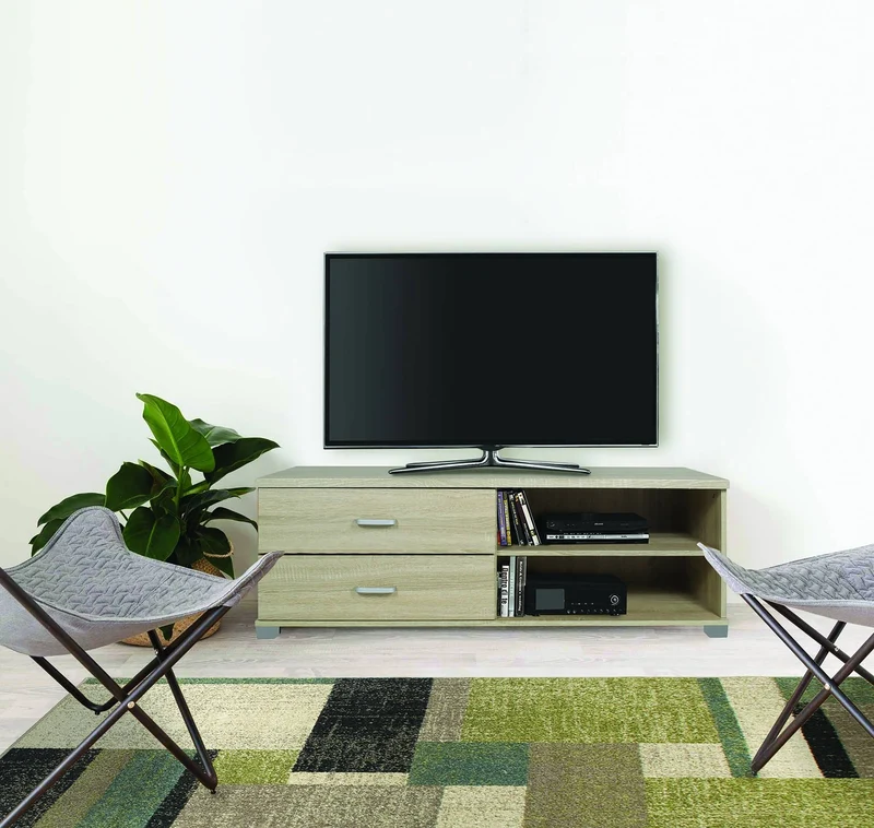 Mobile porta tv con cassetti e ripiani in rovere 120x40x43,5cm