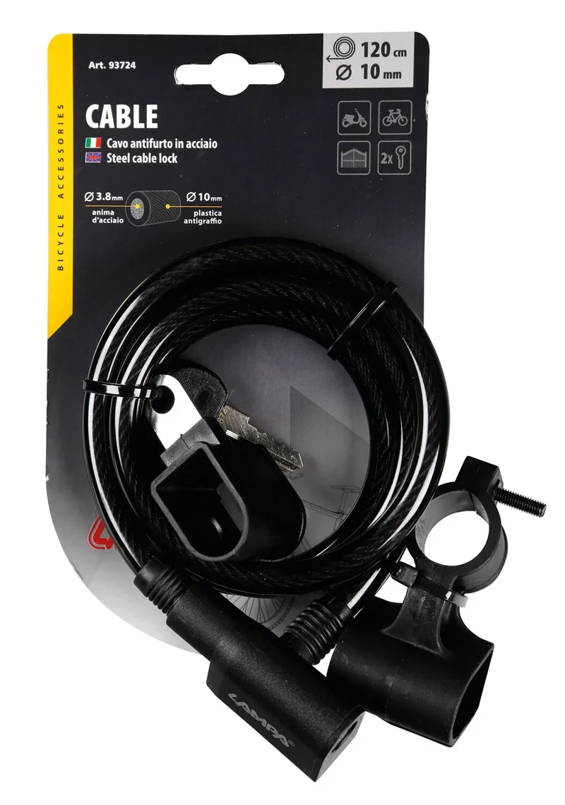 Cavo antifurto in acciaio a spirale Ø 10 mm - 120 cm