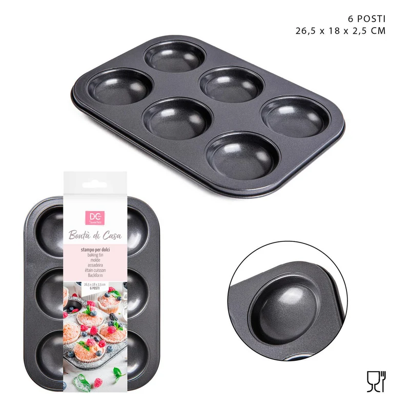 Dc Stampo Muffin/Dolci 6Posti 26.5X18.5X2.5Cm