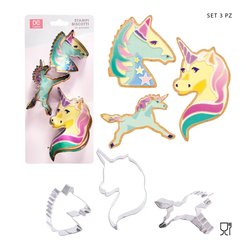 Dc Stampo Dolci Acciaio Unicorno 3Pz