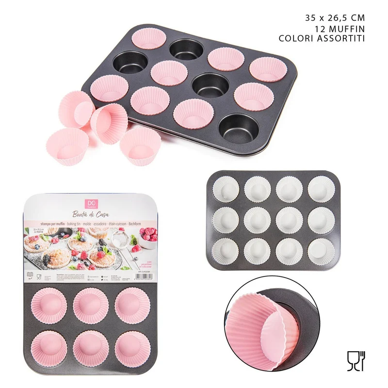 Dc Stampo Muffin+Pirott.Silicone 12P. 35X26.5