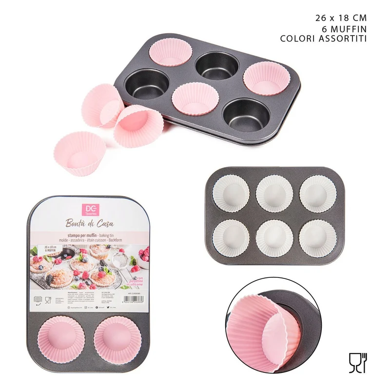 Dc Stampo Muffin+Pirott.Silicone 6P. 26X18Cm