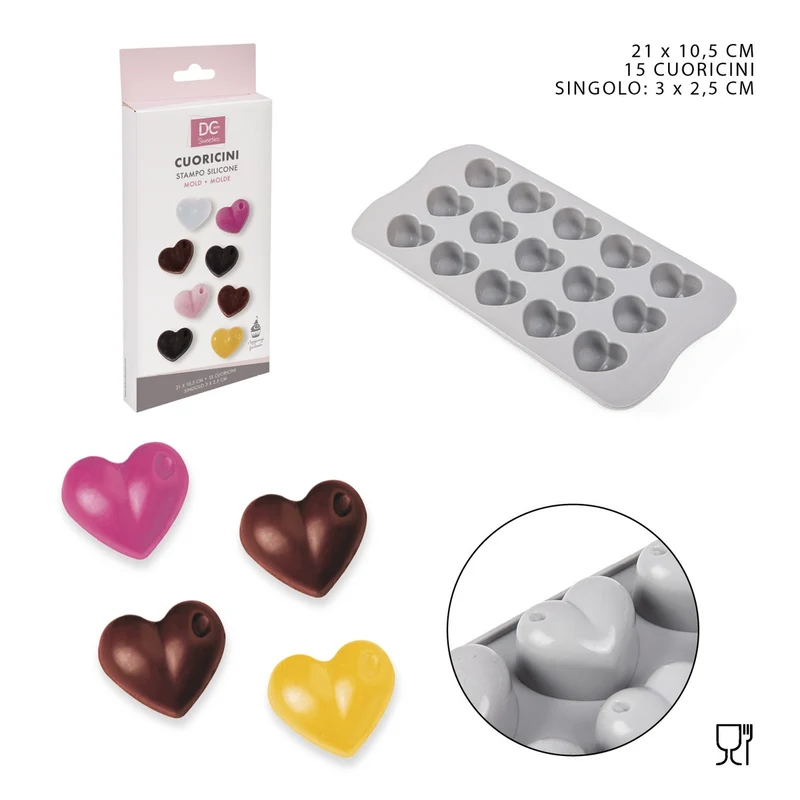 Dc Casa Stampo Silicone Cioccolatini Cuore 21X10.5 cm