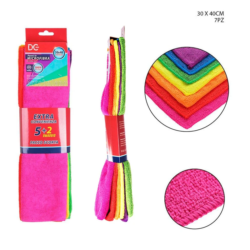 Dc Panno Microfibra Arcobaleno 30X40Cm 7Pz