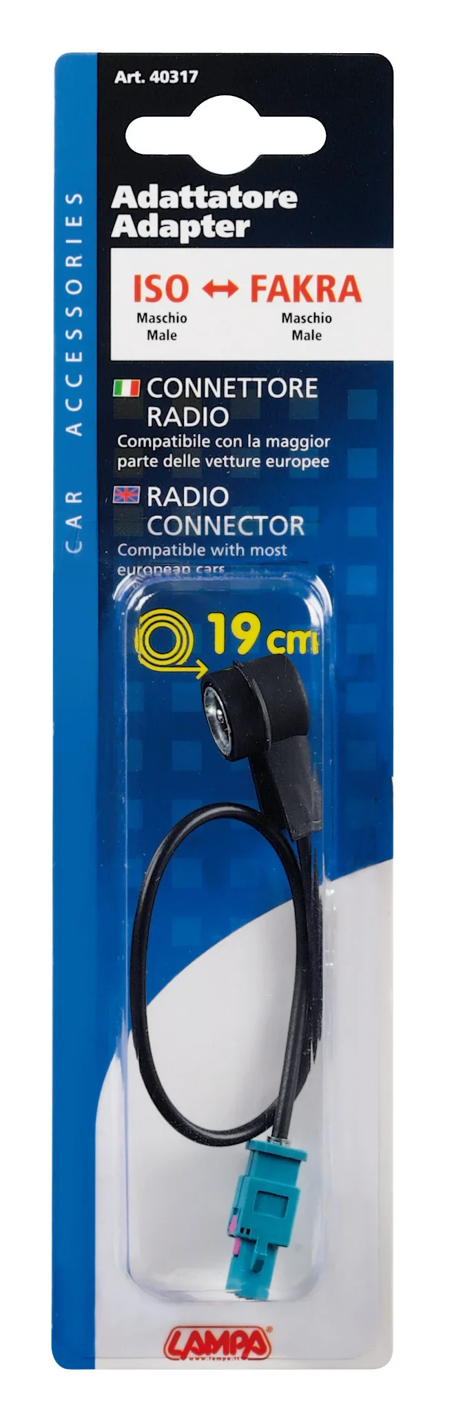 Adattatore antenna DIN maschio>FAKRA maschio - 19 cm