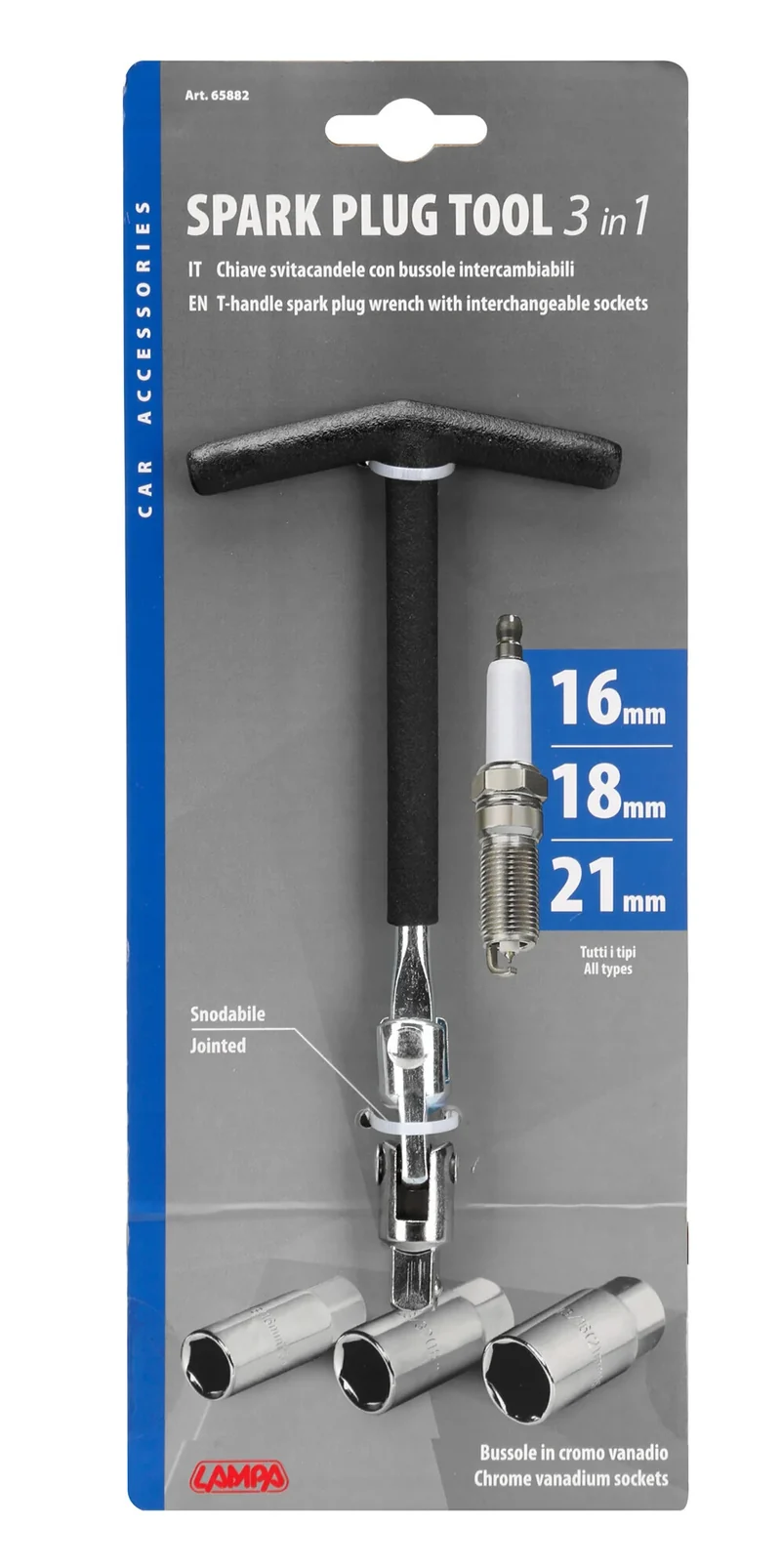 Chiave svitacandele snodabile - 16+18+21 mm