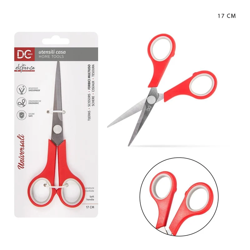 Dc Casa Forbici M/Uso 17Cm Grigio/Rosso