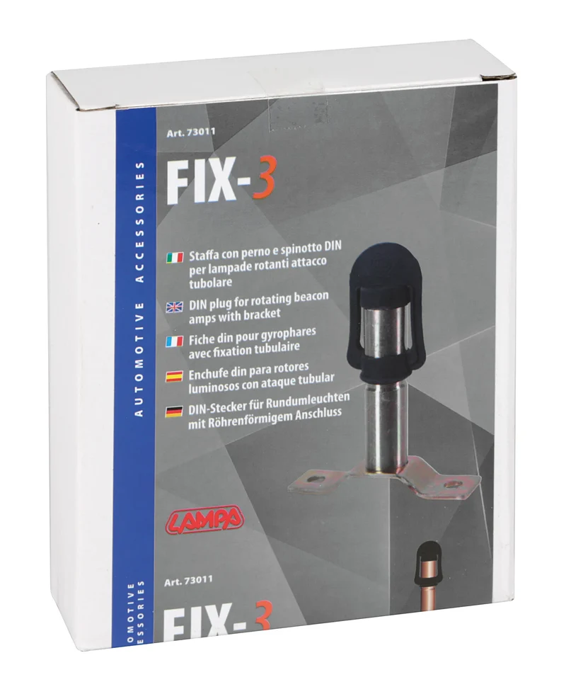 Fix-3, Staffa con perno e spinotto DIN per luce di segnalazione, attacco tubolare