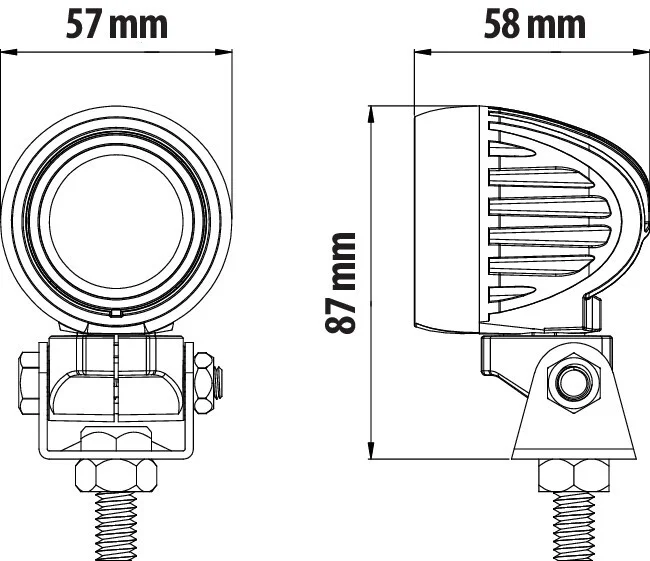 Cyclops-Round, faro ausiliario a 1 Led - 12/24V - Luce focalizzata