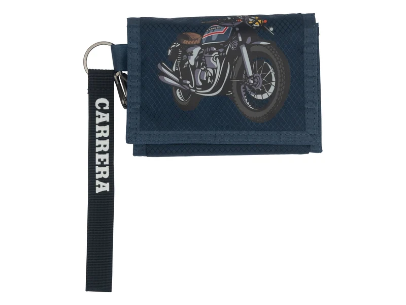 Portafoglio Carrera Motocycle a tre ante con velcro blu