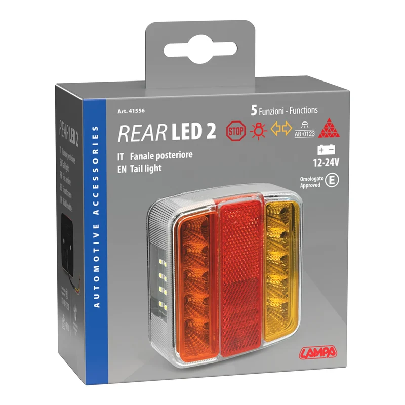 Rear Led 2, fanale posteriore a Led, 5 funzioni, 12/24V