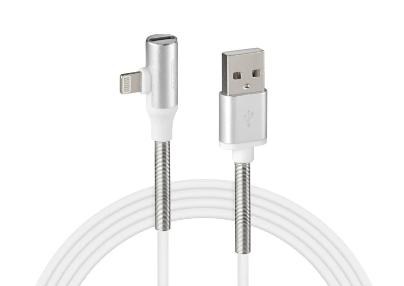 Cavo 90° Usb > Apple 8 Pin + adattatore auricolari - 200 cm - Bianco