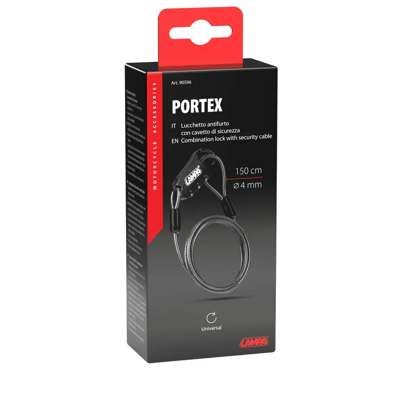 Portex, lucchetto antifurto con cavo di sicurezza - 150 cm