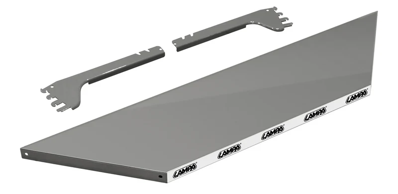 Ripiano grigio per scaffali angolari forati neri - 97x23 cm