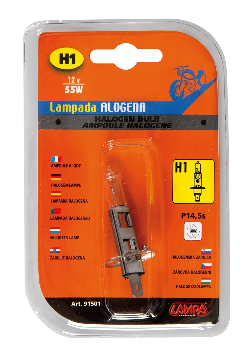 12V Lampada alogena - H1 - 55W - P14,5s - 1 pz - D/Blister