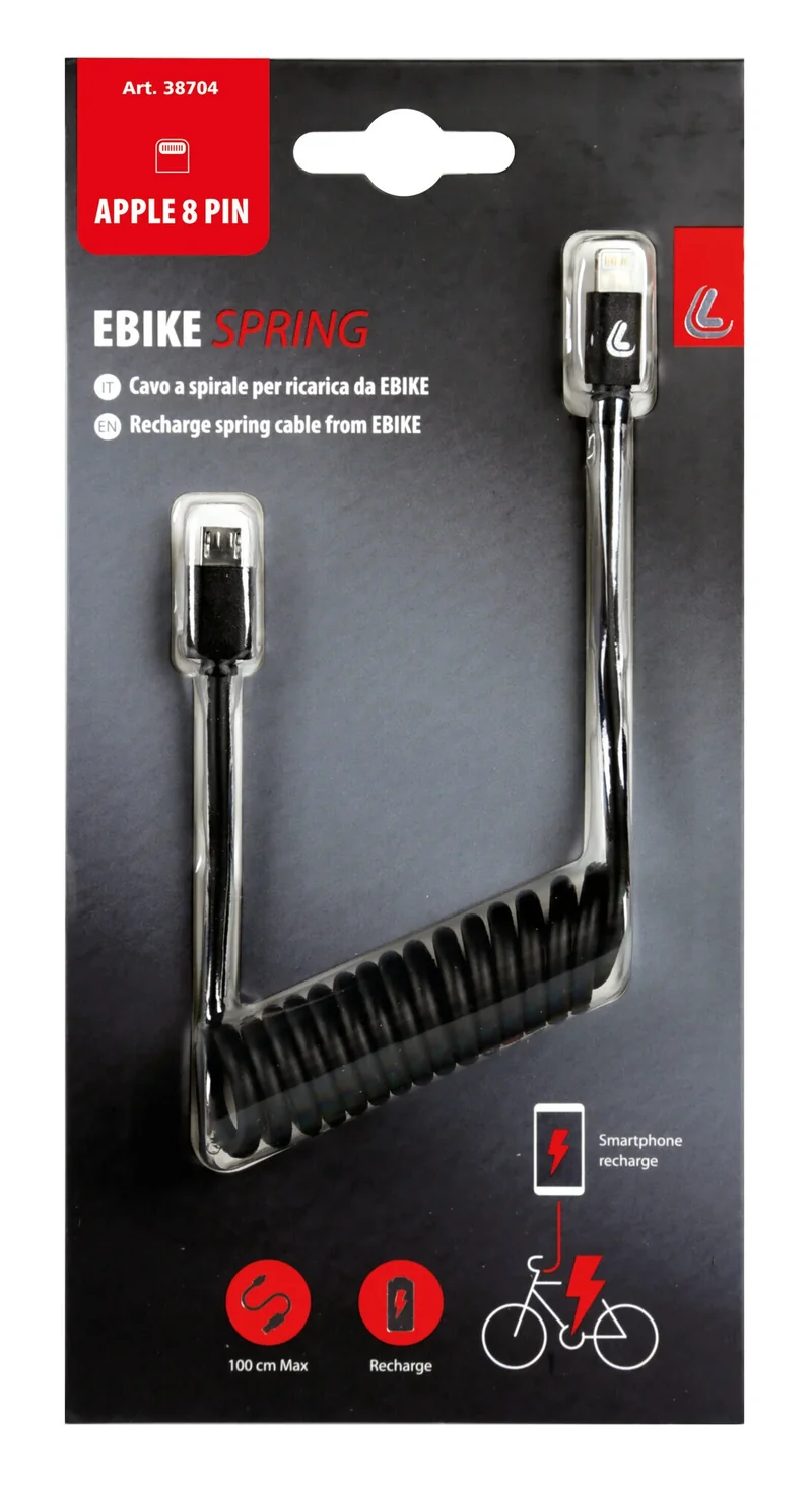 Cavo a spirale per Ebike, Micro Usb > Apple 8 Pin