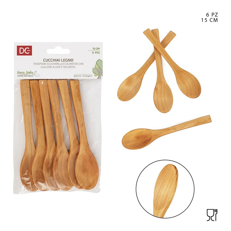 Dc Casa Cucchiaio Legno 15Cm 6Pz