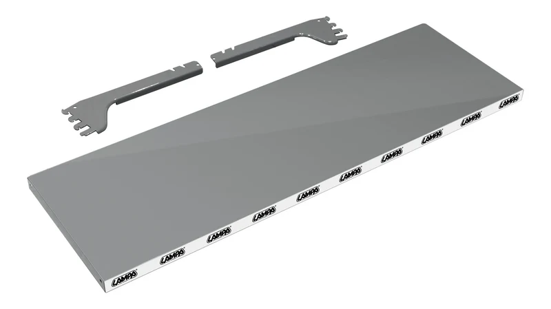 Ripiano grigio per scaffali lineari a doghe neri - 97x31 cm