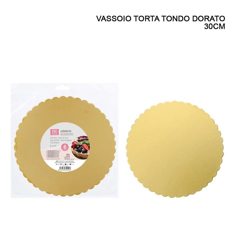 Dc Vassoio Tondo Porta Torta Dorato 30Cm