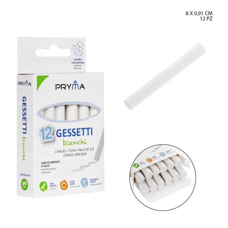 Dc Gessetti 8X0.91 cm 12 pz bianchi