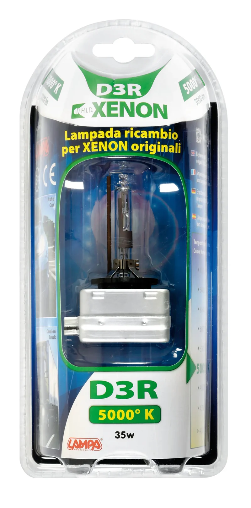 Lampada HID Xenon 5.000°K - D3R - 35W - PK32d-6 - 1 pz - D/Blister