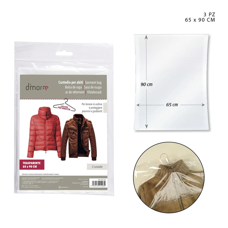 Dc Custodia Abiti Plastica Trasparente 65X90Cm