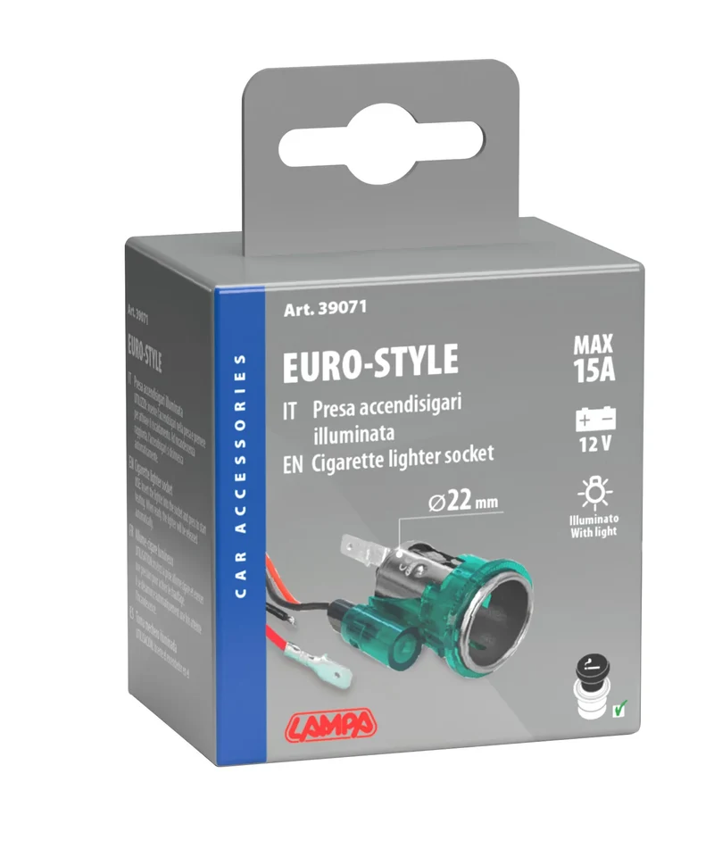 Euro-Style, presa accendisigari illuminata 12V