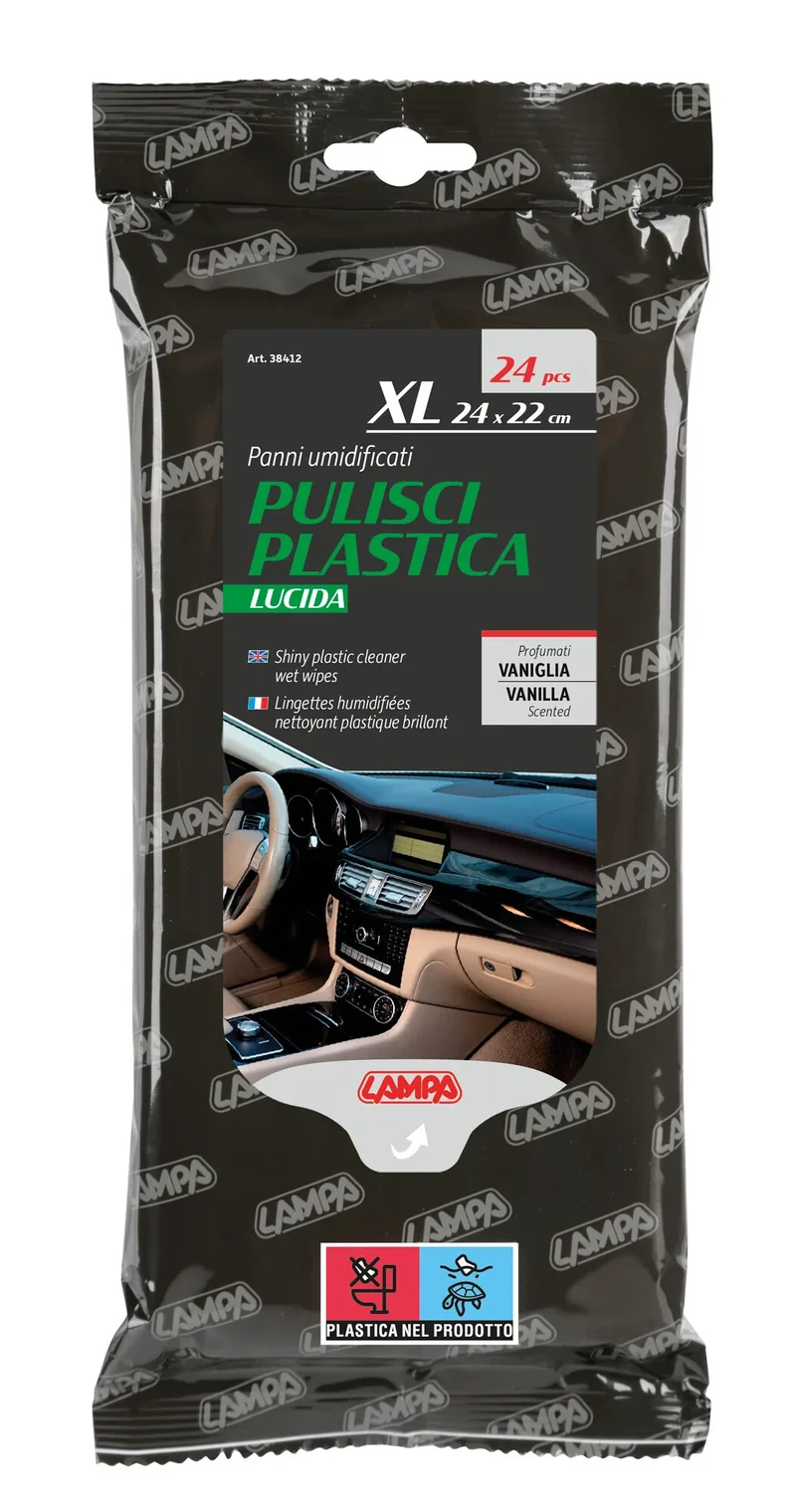 Panni umidificati pulisci plastica lucida - 24 pz - 24x22 cm