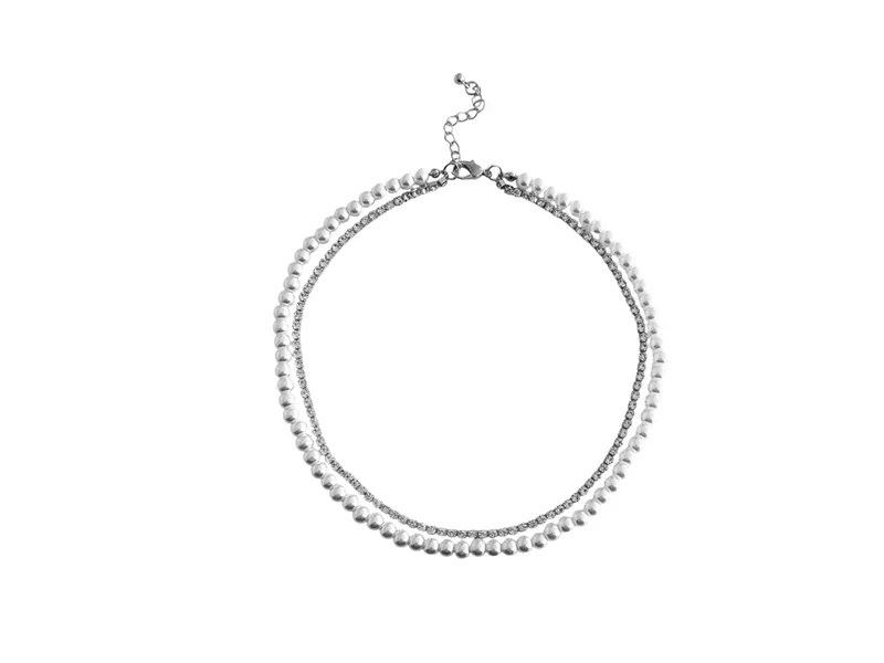 Collana corta 1 filo strass
