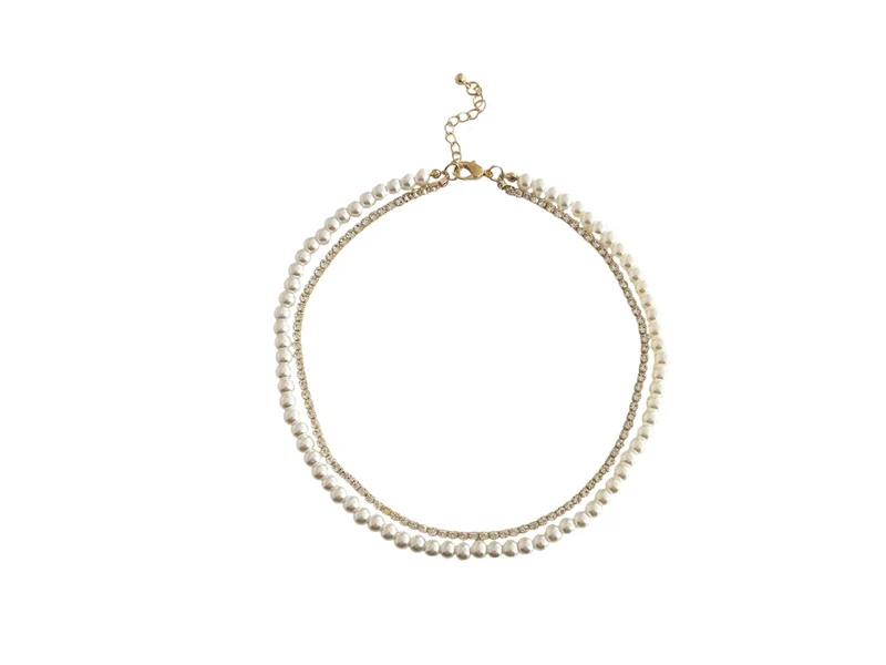 Collana corta 1 filo strass