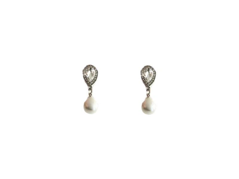 Orecchini goccia perla e strass