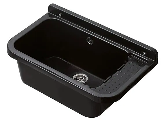 Pilozzo Lavapanni da Muro Negrari 60x34x21 cm - Vasca in PP Nero Glitterato