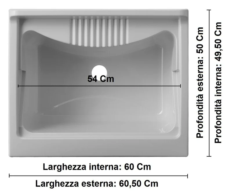Mobile Lavatoio Negrari 60x50x85 cm - in PVC Effetto Legno Rovere per Esterno