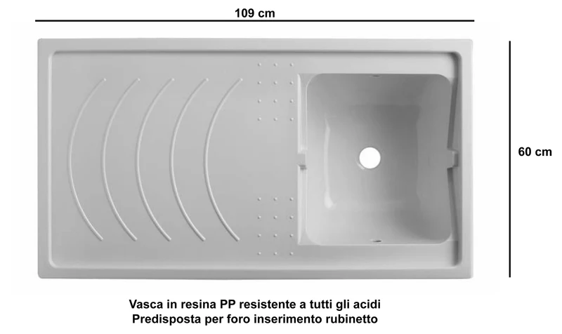 Mobile Lavatoio e Coprilavatrice Negrari 109x60x89 cm - in PVC, Vasca Reversibile DX/SX