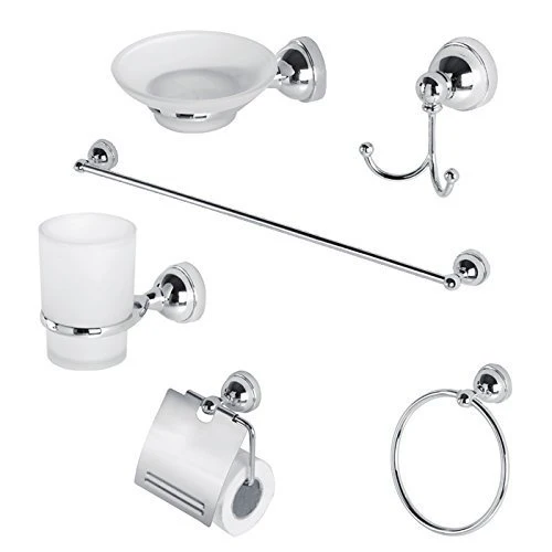 Set Accessori Bagno 6pz Cromo/Vetro Brand