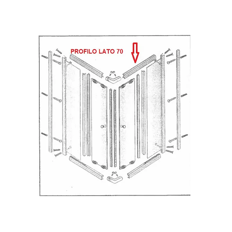 profilo lato 70 inf.+sup. x box doccia crist.tras/ser.mm.6cm