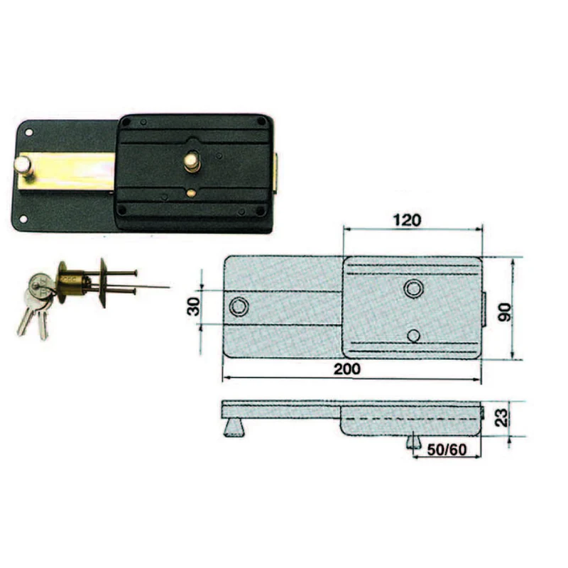 Ferroglietto Con Catenaccio 6 Mandate Con Cilindro Staccato 220Cs - mm.60 (220/CS)