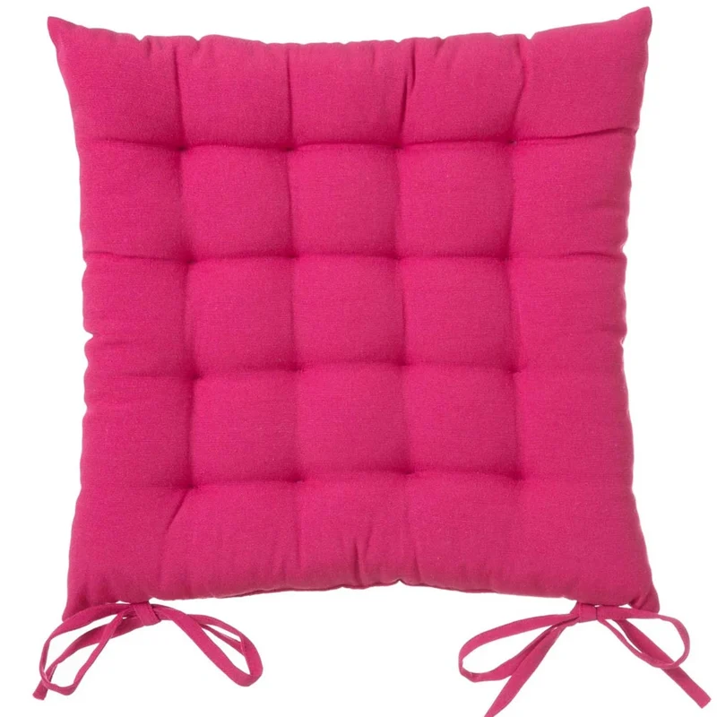 Cuscino Sedia in Tessuto Trapuntato Imbottito 40x40 con Laccetti Colore Fucsia