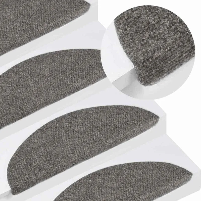 Tappeti Adesivi per Scale Antiscivolo 15 pz in Feltro ad Ago 56x17x3 cm Grigi