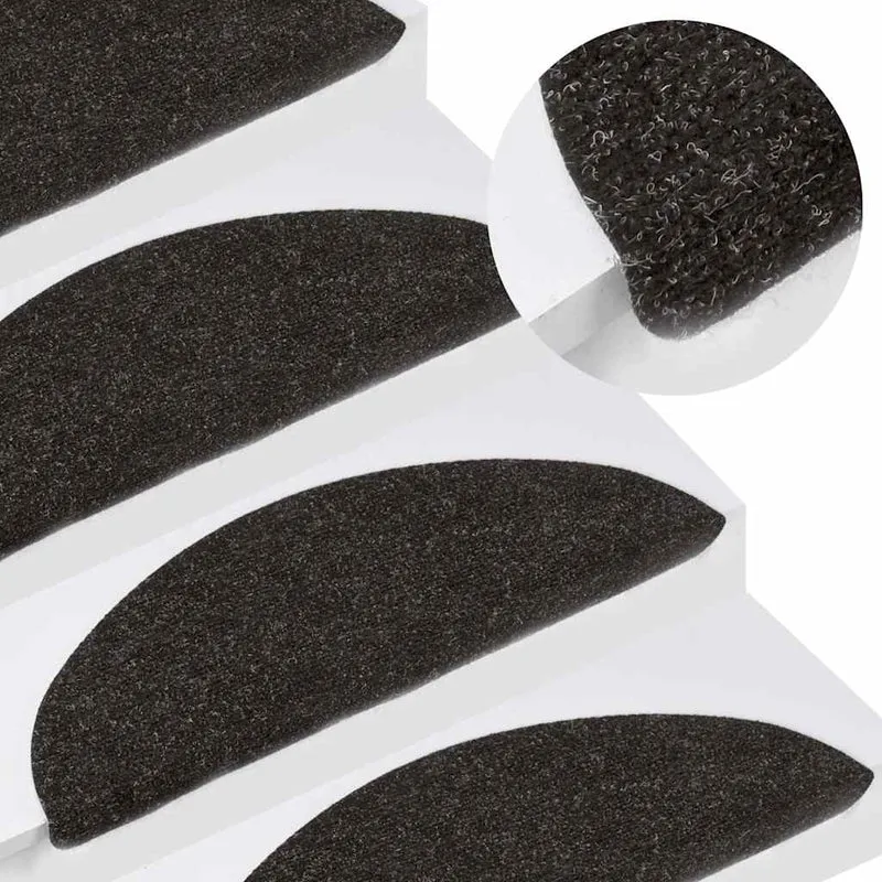 Tappeti Ammortizzati Adesivi per Scale 15 pezzi 56x17x3 cm Nero