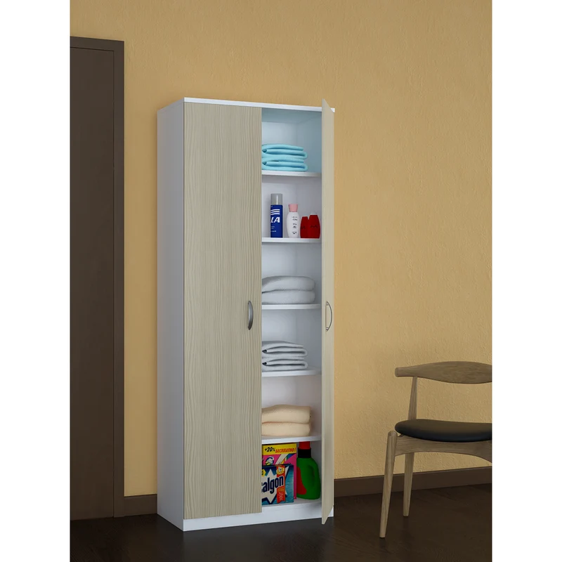 Armadio Calipso 2 Ante Bianco-Olmo 72x36x186 Cm