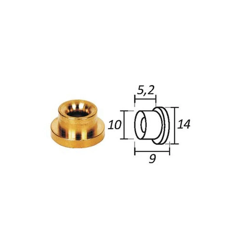 Passafilo in ottone per testine con sede - Ø mm.9, Ø esterno mm.14 - 10 pz