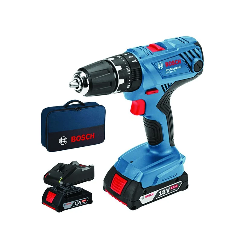 Trapano avvitatore 18V percussione - 2 batterie litio 2,0Ah - BOSCH GSB 18V-21