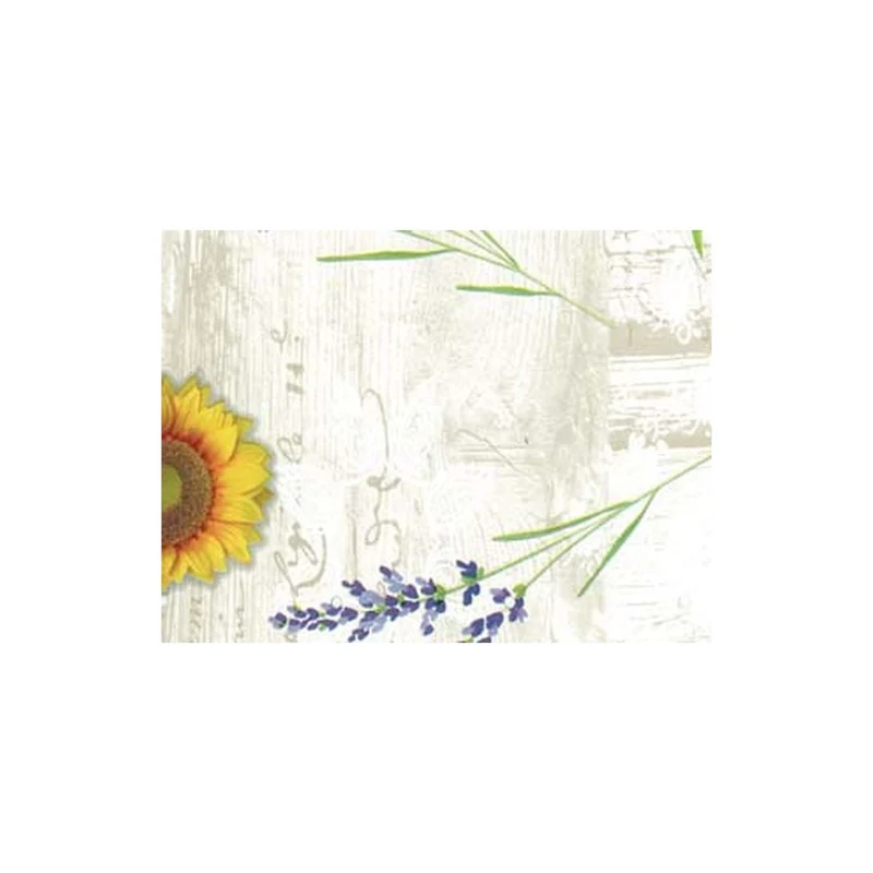 Tovagliato felpato pesante beige girasoli e lavanda 140h - rotolo 20 mt