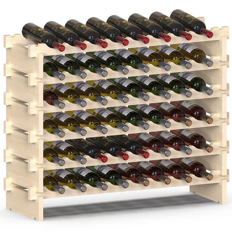 Cantinetta Portavino in Legno Naturale con 48 Scomparti Vino Bar Portabottiglie