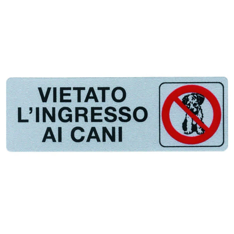 Targhetta adesiva vietato l'ingresso ai cani - 15x5 cm - confezione 10 pz