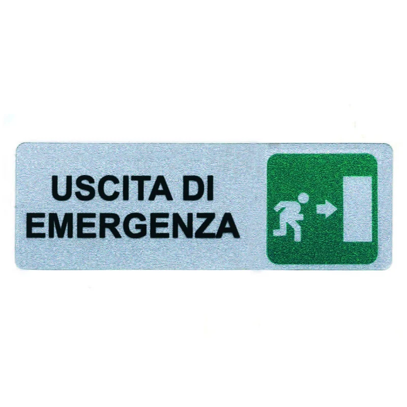 Targhetta adesiva uscita di emergenza freccia a destra - 15x5 cm - 10 pz