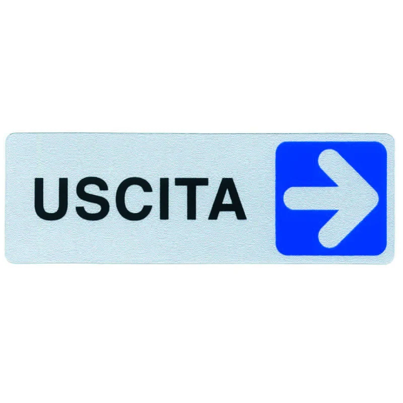 Targhetta adesiva uscita freccia destra - 15x5 cm - segnaletica - 10 pz